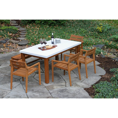 Concrete Patio Dining Sets Fleur Rectangular 7-Person 68" Long 68.0 W x 38.0 D - Ivory Patio Dining Set