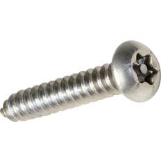 Stainless Steel Star Self Tapping Screw 10 x 1 1/2" Pin Button 10 Pack in Silver Plastic