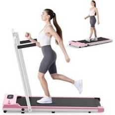 Rattantree 2 in 1 Folding Treadmill 1-6KM/H for Home Office Pink One Size