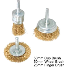 Power Tool Accessories Blackspur 3pc brass-plated wire cup brush set drill angle grinder wheel attachment