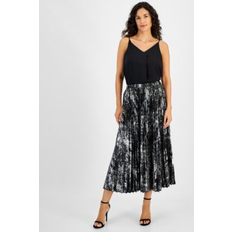 Anne Klein Skirts Anne Klein Petite Printed Pleated Midi Skirt Black P/XXS