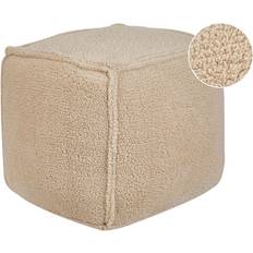 Marron Poufs Beliani Pouf Hellbraun x x Polyester Juta Quadratisch Sitzhocker Sitzpuff 40cm