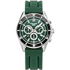 Swiss Alpine Military analog kvarts kronograf 7034.9 silikon, Stål/grön/grön sw 9838sam