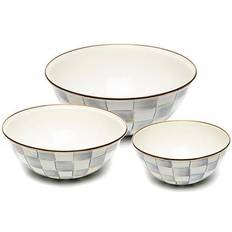Mackenzie-Childs Check Mixing 3 - Piece Set Blue/White Stainless Steel in White/Gray Serving Bowl 10.1fl oz 3pcs 0.79gal