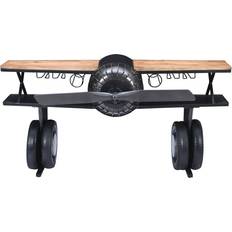 Console Tables Jofran Maverick 72" Airplane Bar Aviator Lounge with Reclaimed Hardware and Storage Console Table