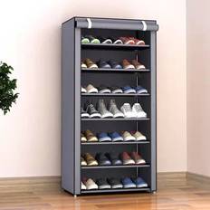 B&Q Hallway Furniture & Accessories B&Q Grey 8-Tier Dustproof Cabinet Shoe Rack
