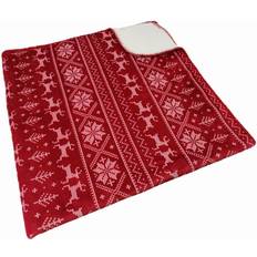 Red Blankets Fairisle Throw Sherpa Blankets Red