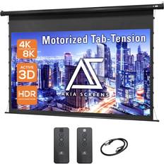 Projector Screens Akia Screens 105 inch Motorized Projector Tensioned 16:9 Retractable Projector Indoor Movie Compatible with UST, Short, Standard Throw Projection for 4K Home Theater, AK-ELT105H