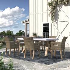 Concrete Patio Dining Sets Fleur Rectangular 6 - Person 74" Long with Cushions - Ivory Patio Dining Set