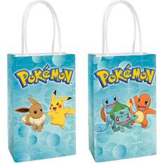 Gift Bags Pokemon Paper Party Kraft Bags 8.25" x 5.25" x 3" Sky Blue Pack of 8