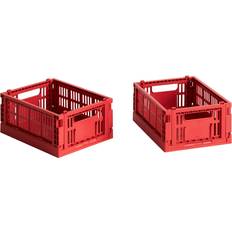 Rot Staukästen Hay Colour Crate Korb Mini 17 x 13 cm Recycled 2er-Set - Rot Staukasten