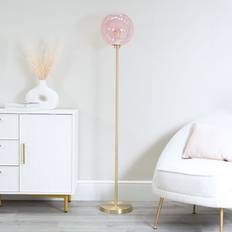Pink Floor Lamps ValueLights Frenchie Brushed Gold Metal 150 cm H x 25 cm W x 25 cm D Floor Lamp