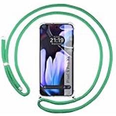 TuMundoSmartphone Transparent hängande fodral för Google Pixel 9 Pro XL 5G med vattengrönt snöre