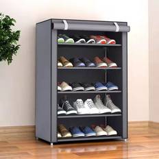 B&Q Hallway Furniture & Accessories B&Q Grey 6-Tier Dustproof Cabinet Shoe Rack