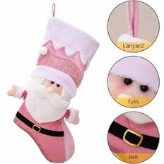 Shein Nordic Style Christmas Pink Santa Snowman Gift Bags Stocking