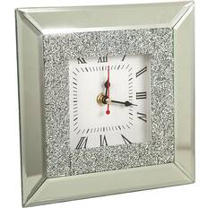 Square Clocks Romimex Glass Silver Table Clock 20cm