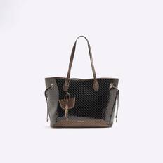 Totes & Shopping Bags River Island Womens Black Embossed Ri Monogram Shopper Bag One Size