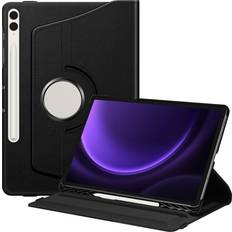 Fintie Rotating Case For Samsung Galaxy Tab S9 FE+ Plus 12.4 Inch 2023 With S Pen Holder, 360 Degree Swiveling Stand Cover Auto Sleep/Wake, Black