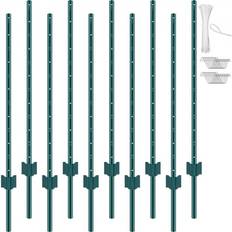 Green Fence Poles Fence Post 10 Pack Sturdy Steel - Green