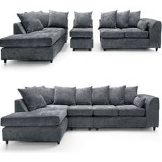 B&Q Monaco Chenille Fabric 5 Seater L Shaped Corner Grey Left Hand Facing Sofa