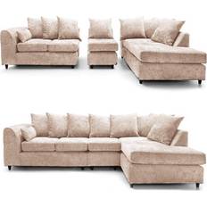 B&Q Monaco Chenille Fabric 5 Seater Corner Beige Right Hand Facing Sofa