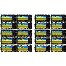 Panasonic CR123A Lithium 3V Photo Lithium Batteries, 0.67" Dia x 1.36" H 17.0 mm x 34.5 mm Black, Gold, Blue Pack of 20