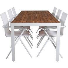 Bois Gartenset Tisch 90x205 cm und 6 Stühle Alina weiß Café-Set