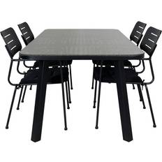 Paola Gartenset Tisch 100x200 cm 4 Stühle Nicke Schwarz Natur Café-Set