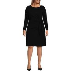 Dresses Lands' End Plus Boatneck Long Sleeve Tie Waist Dress