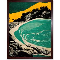 Paper Framed Art ARTERY8 Beach Lagoon Marbled Seascape Wall Print 43 cm H x 33 cm W x 2 cm D Framed Art