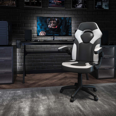 Gaming Chairs Inbox Zero Ariquer High-Back Racing Style Gaming Chair w/ Headrest & Flip-Up Arms Faux Leather in White 46.25" H X 24.75" W X 26.25" D Wayfair 46.25" H X 24.75" W X 26.25" D