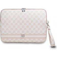 DKNY PU Leather Checkered Pattern and Stripe Laptop Sleeve 13/14" Pink