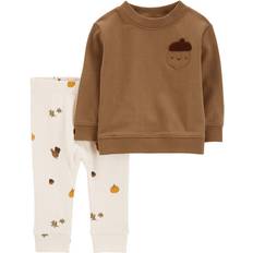 1-3M Children's Clothing Carter's Baby Acorn Pullover & Pull-On Pant Set 2-piece - Ivory/Brown