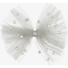 Grey Hair Clips Cute Cute Girls Grey Tulle Bow Hair Clip 13 cm