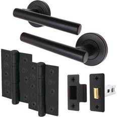 Afit Matt Black Door Handle Latch Set - 64 mm 76 mm Olvera Range