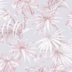 Boutique tropique tropical leaf pink floral wallpaper