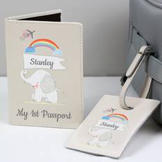White Travel Accessories Personalised Memento Company Personalised My 1st Passport Holder And Luggage Tag Set Cream