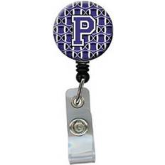 Multicoloured Business Card Holders Teacher's Aid Letter P Football Retractable Badge Reel