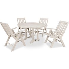 Patio Dining Sets Vineyard Folding Chair 5-Piece Round Outdoor 38.5 H x 121.0 W x 121.0 D in White/Brown Patio Dining Set