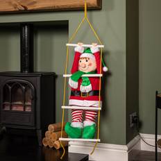 Red Decorations Samuel Alexander 60 cm Red Hanging Elf With Backpack Climbing Ladder Christmas Decoration