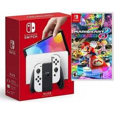 Switch – OLED Model W/ White Joy-Con + Mario Kart 8 Game Bundle Exculsive Powever Bundle