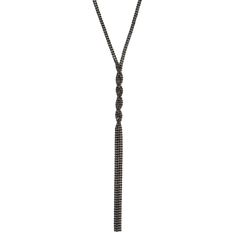 Jon Richard Jet Twist Lariat Necklace - Silver/Black