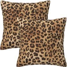 Tebjh Leopard Pillow 18 x 18 in Couch Pillow Case Sets of 2 Cushion Cover Black, Yellow (45.7x45.7cm)