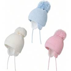 3-6M Beanies Children's Clothing Shein Winter Warm Knitted Baby Hats For Girls Pom Pom Kid Toddler Boys Beanies Cap With Fleece Lining