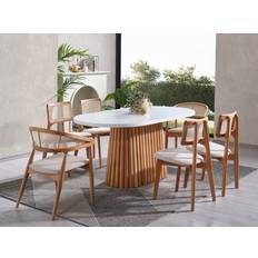 Hanah Home Möbler Hanah Home Greevston 170 cm Oval Vit Natur Matbord