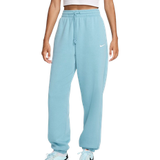 Donna - M Pantaloni Nike Sportswear Phoenix Fleece Women's High Waisted Oversized Tracksuit Bottoms - Denim Turquoise/Sail