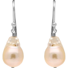 Baroque Hook Drop Earrings - Silver/Pearls
