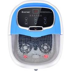 Costway Portable All-In-One Heated Foot Bubble Spa Bath Motorized Massager-Blue