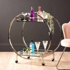 Canora Grey Azhaar 96 cm 2 Tier Tea Wine Serving Bar with Glass Shelf Trolley Table
