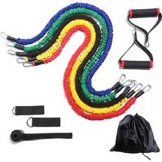 Fitness Latex Resistance Bands Set With Sleeves 11 Piece Home Gym Fitness Kit